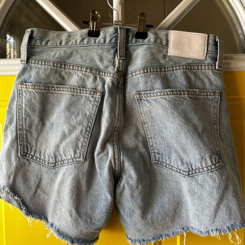 Denim Forum Light Blue High-Waist Cutoff Jean Shorts - Picture 3 of 7